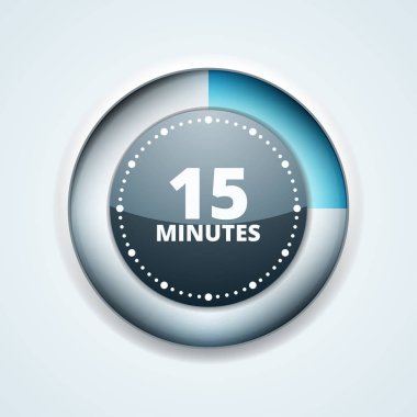Beyaz arka plan, vektör, illüstrasyon izole 15 dakika zamanlayıcı simgesi 