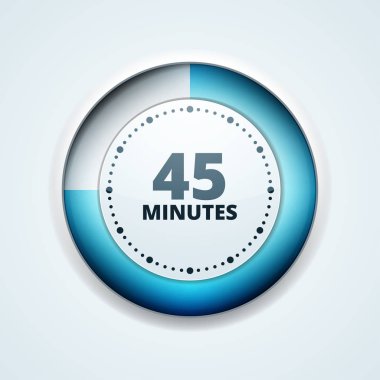 Beyaz arka plan, vektör, illüstrasyon izole 45 dakika zamanlayıcı simgesi