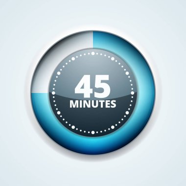 Beyaz arka plan, vektör, illüstrasyon izole 45 dakika zamanlayıcı simgesi