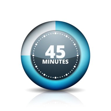 Beyaz arka plan, vektör, illüstrasyon izole 45 dakika zamanlayıcı simgesi