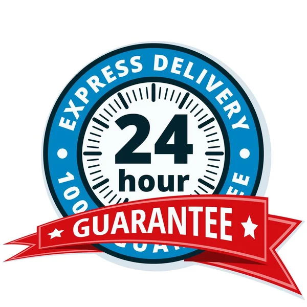 Express Delivery Guarantee Label Red Ribbon Vector Illustration — Stock