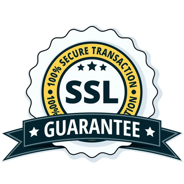 SSL certifikovaný tlačítko znamení — Stockový vektor