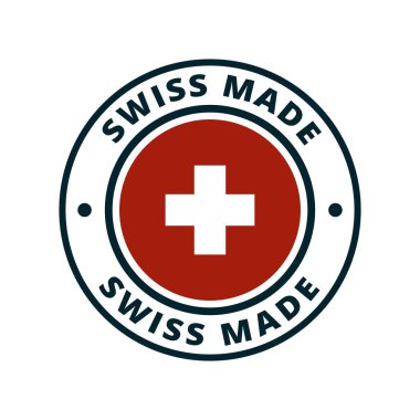 İsviçre bayrağı düğmesini Swiss, vektör çizim yapılan yazıt ile