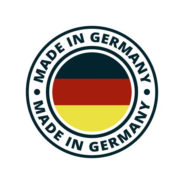 Flat Button German Flag Inscription Made Germany Vector Illustration — Stock Vector