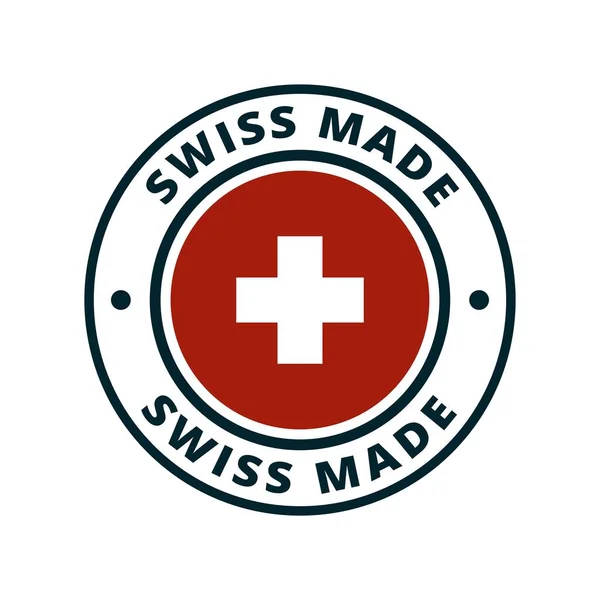 Switzerland Flag Button Inscription Made Swiss Vector Illustration — Stock Vector