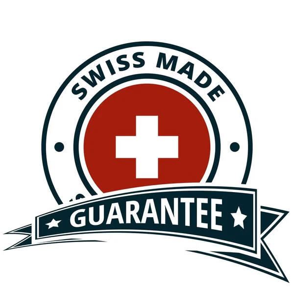 Switzerland Flag Button Inscription Made Swiss Vector Illustration — Stock Vector