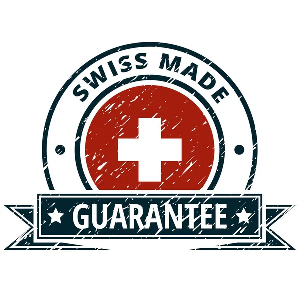 Botão Bandeira Suíça Com Inscrição Suíço Ilustração Vetorial — Vetor de Stock