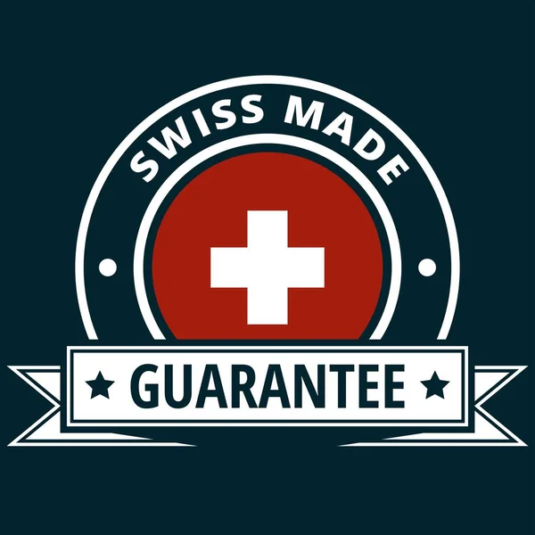 Svizzera Pulsante Bandiera Con Iscrizione Made Swiss Illustrazione Vettoriale — Vettoriale Stock
