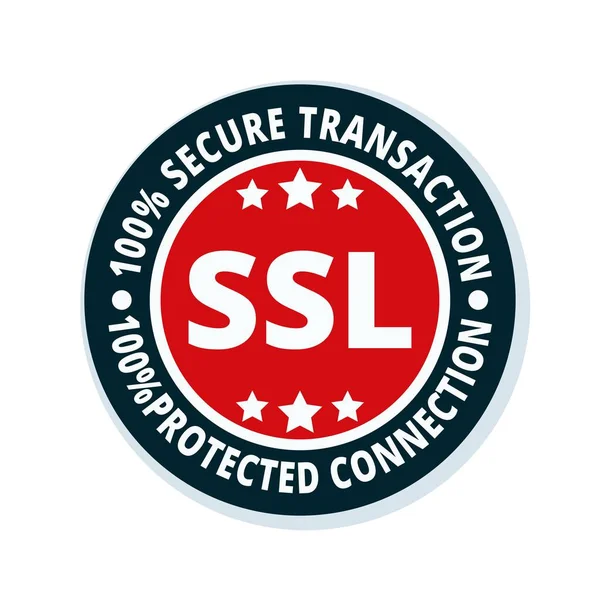 SSL certifikovaný tlačítko znamení — Stockový vektor