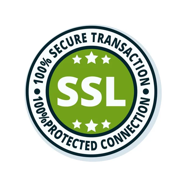 SSL certifikovaný tlačítko znamení — Stockový vektor