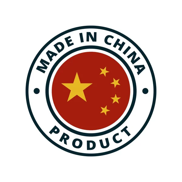 Bouton Drapeau Chinois Avec Texte Fabriqué Chine Vectoriel Illustration — Image vectorielle