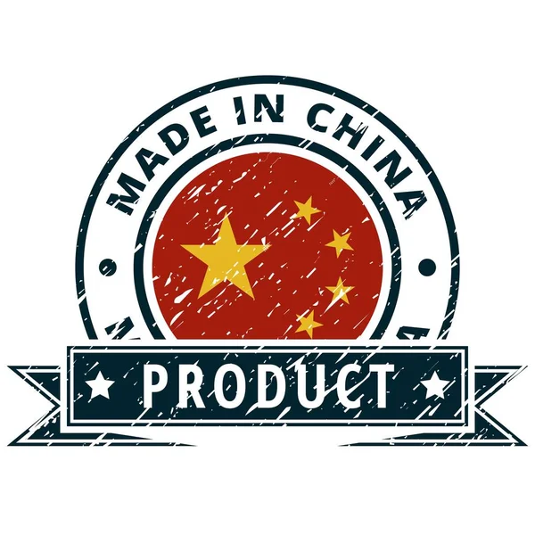 Botão Bandeira Chinesa Com Texto Made China Vector Ilustração — Vetor de Stock