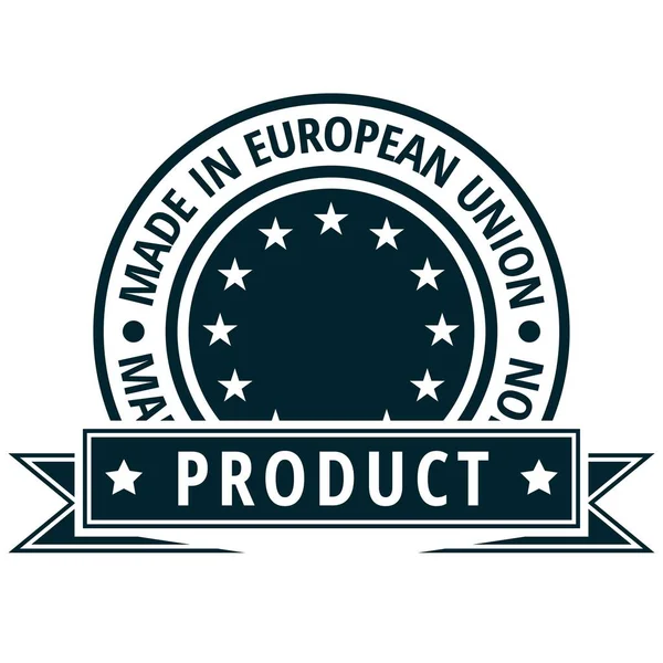 Botón Bandera Con Inscripción Hecha Unión Europea Ilustración Vectorial — Vector de stock