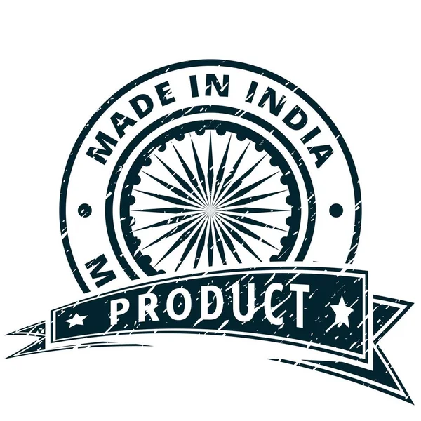 Bouton Avec Drapeau Indien Inscription Made India — Image vectorielle