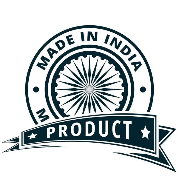 Knapp Med Indiska Flaggan Och Inskriptionen Made Indien — Stock vektor