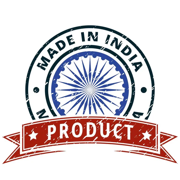 Botón Con Bandera India Inscripción Made India — Archivo Imágenes Vectoriales