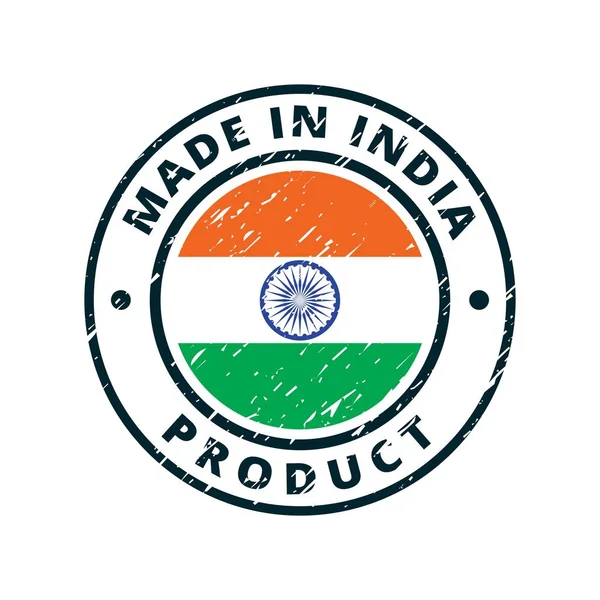 Кнопка Индийским Флагом Надписью Сделано Индии — стоковый вектор
