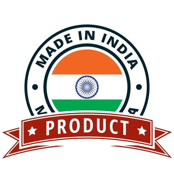 Przycisk Flagi Indii Napis Made India — Wektor stockowy