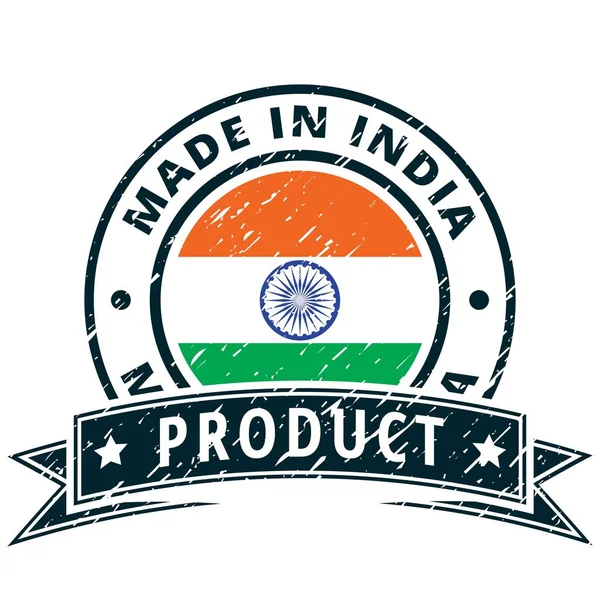 Button Indian Flag Inscription Made India — Stock Vector