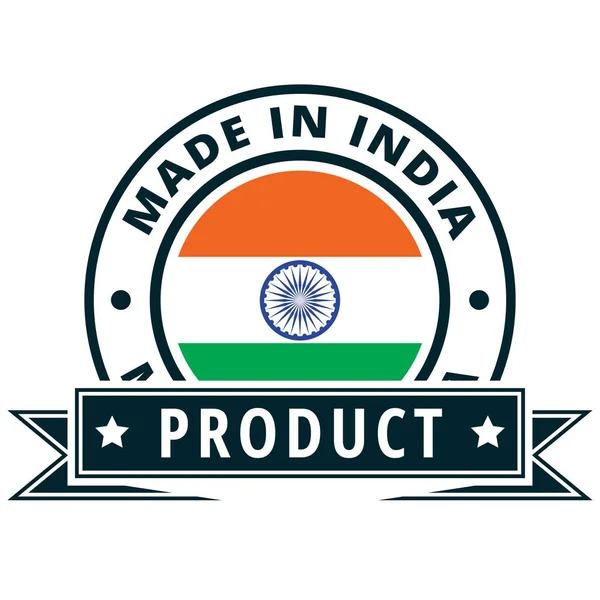 Knapp Med Indiska Flaggan Och Inskriptionen Made Indien — Stock vektor