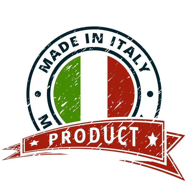 Итальянский Флаг Надписью Сделанной Италии Векторная Иллюстрация — стоковый вектор