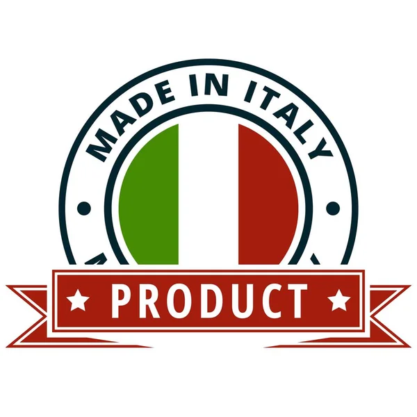 イタリアで行われた碑文とイタリア国旗ボタン ベクトル図 — ストックベクタ