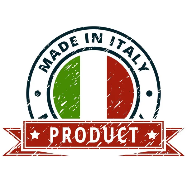 Итальянский Флаг Надписью Сделанной Италии Векторная Иллюстрация — стоковый вектор