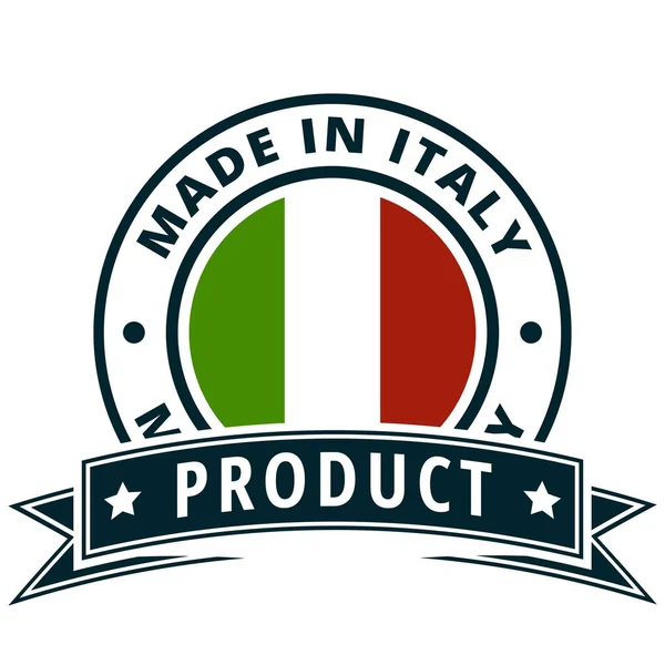 Italy Flag Button Inscription Made Italy Vector Illustration — Stock Vector