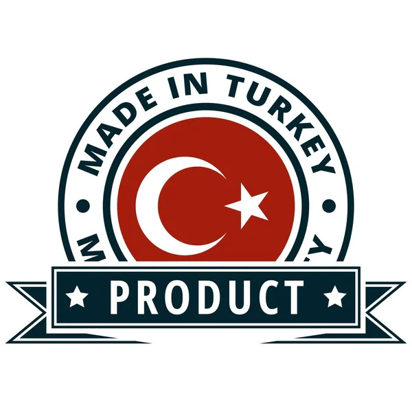 Botão Bandeira Turca Com Inscrição Feita Turquia Vetor Ilustração — Vetor de Stock