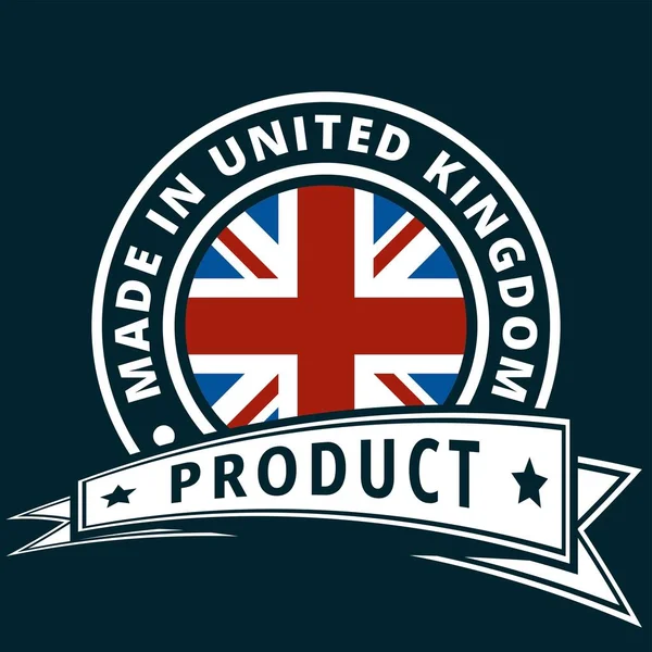 Pulsante Piatto Con Bandiera Inglese Iscrizione Made United Kingdom Vettore — Vettoriale Stock