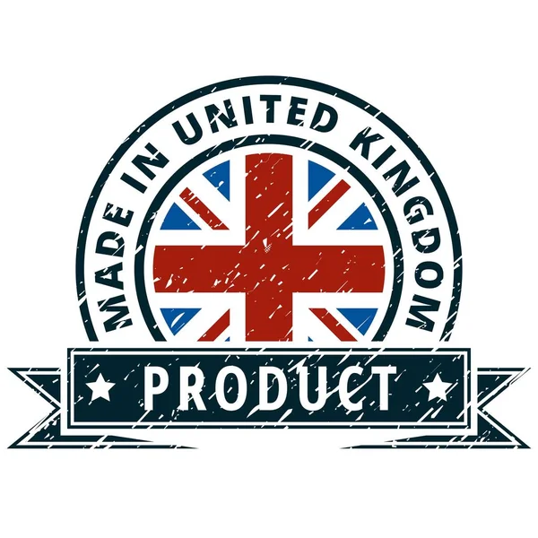 Плоская Кнопка Английским Флагом Надписью Made United Kingdom Вектор Иллюстрация — стоковый вектор