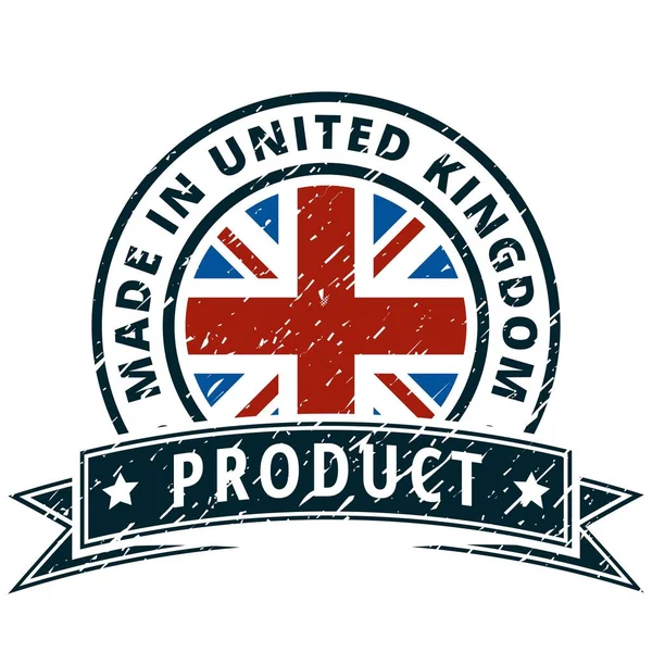 Pulsante Piatto Con Bandiera Inglese Iscrizione Made United Kingdom Vettore — Vettoriale Stock