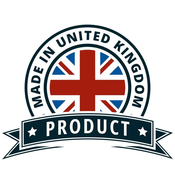 Botão Liso Com Bandeira Inglesa Inscrição Feito Reino Unido Vetorial — Vetor de Stock