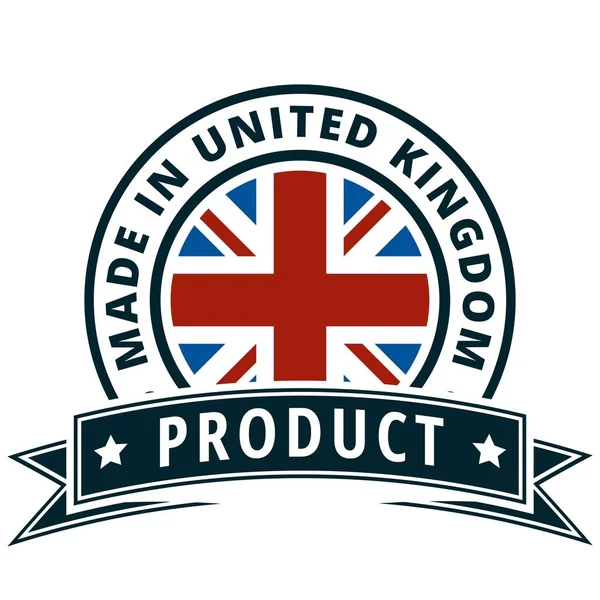 Flat Button English Flag Inscription Made United Kingdom Vector Illustration — Stock Vector