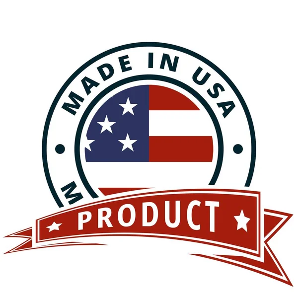 Etichetta Con Bandiera Americana Iscrizione Made Usa Vettore Illustrazione — Vettoriale Stock