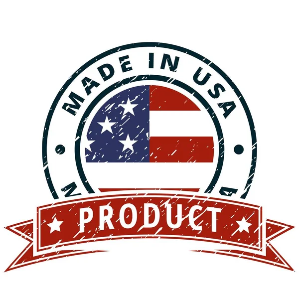 Etichetta Con Bandiera Americana Iscrizione Made Usa Vettore Illustrazione — Vettoriale Stock
