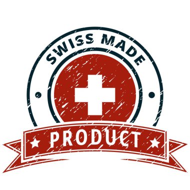 İsviçre bayrağı düğmesi yazıt İsviçre ile yapılan, vektör çizim