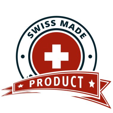 İsviçre bayrağı düğmesi yazıt İsviçre ile yapılan, vektör çizim