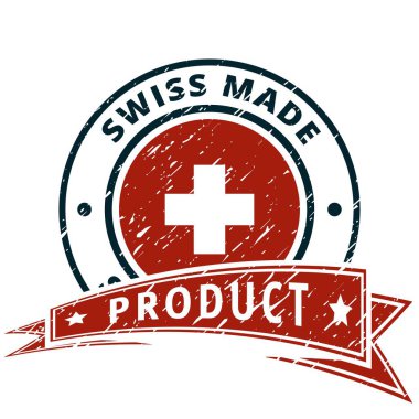 İsviçre bayrağı düğmesi yazıt İsviçre ile yapılan, vektör çizim