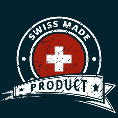 İsviçre bayrağı düğmesi yazıt İsviçre ile yapılan, vektör çizim