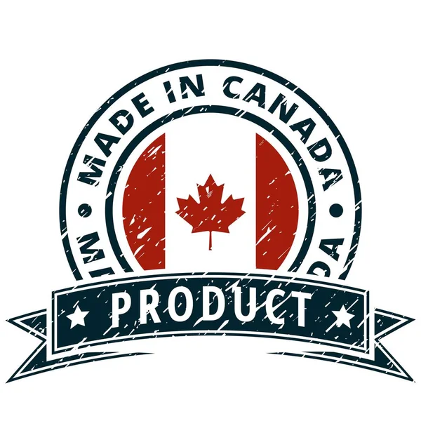 Button in colors of canadian flag — Stock Vector