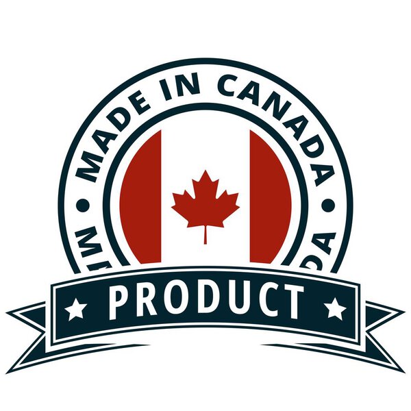 Button in colors of canadian flag 