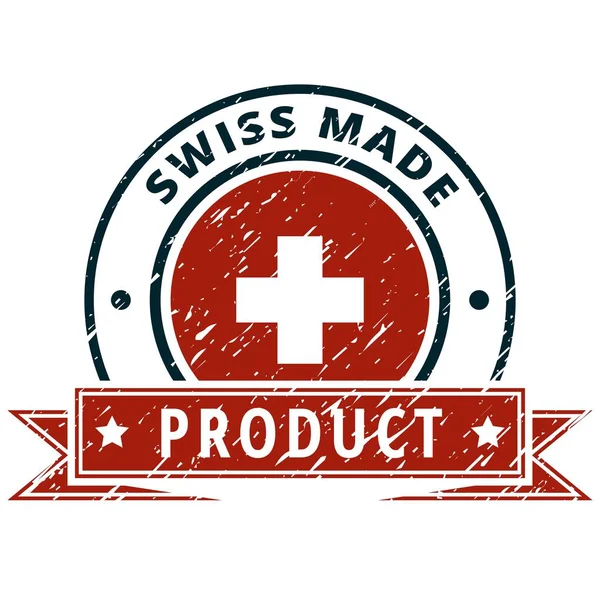 Bouton Drapeau Suisse Avec Inscription Swiss Made Illustration Vectorielle — Image vectorielle