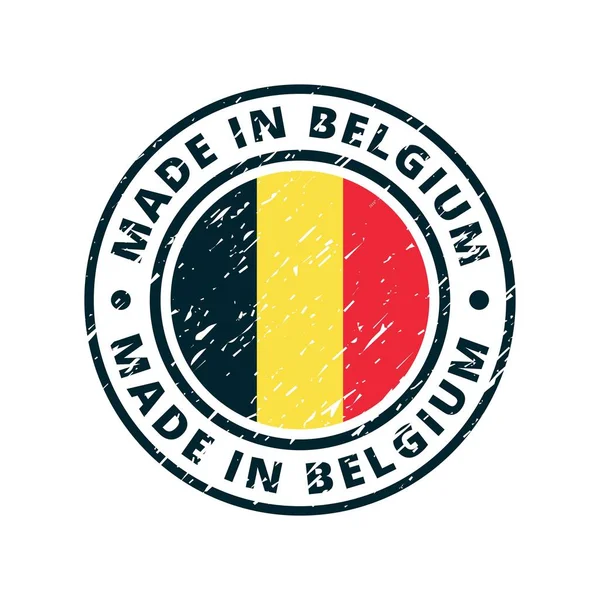Botón Con Texto Hecho Bélgica Bandera Vector Ilustración — Vector de stock
