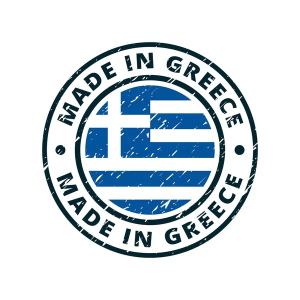 按钮与文本在希腊制造并且旗子 — 图库矢量图片