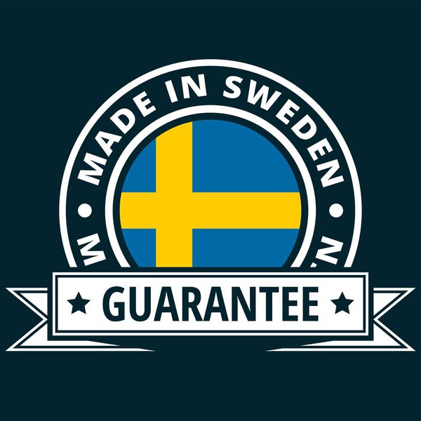button with text Made in Sweden and flag , Vector, illustration