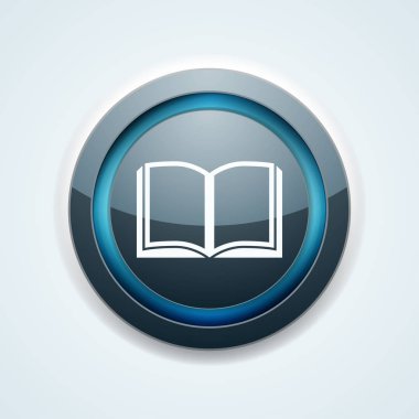 Açık kitap simgesi düğmesini, vektör çizim, eğitim kavramı 