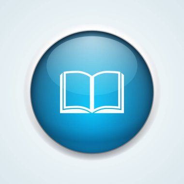 Açık kitap simgesi düğmesini, vektör çizim, eğitim kavramı 