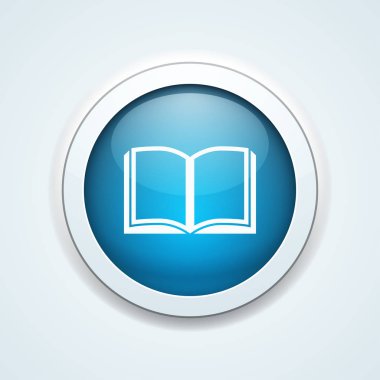Açık kitap simgesi düğmesini, vektör çizim, eğitim kavramı 