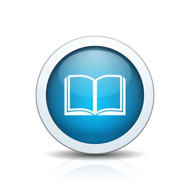 Açık kitap simgesi düğmesini, vektör çizim, eğitim kavramı 
